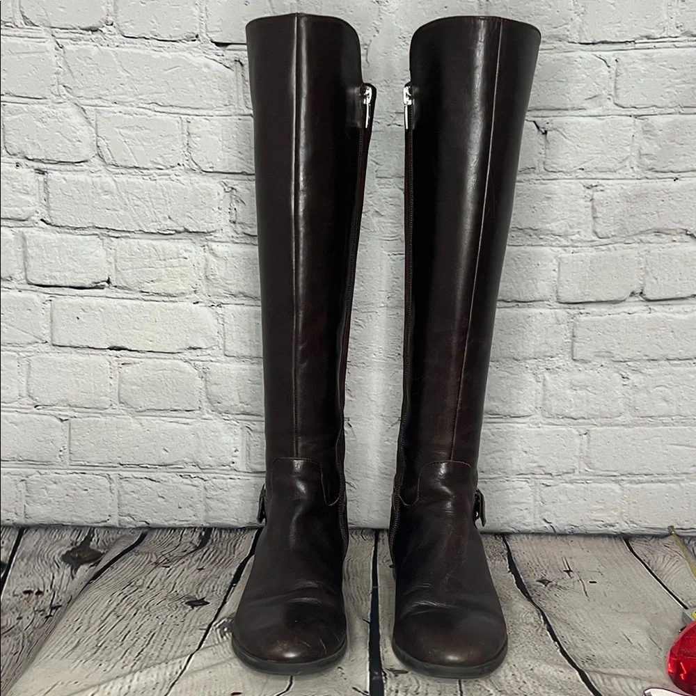 Marc Fisher Elegant Brown Leather Knee-High Boots